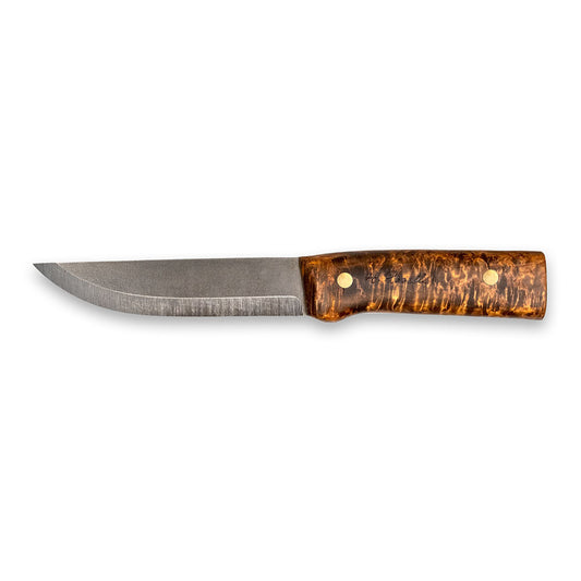 Roselli Hunting Knife Long, Full Tang with premium carbon steel blade, curly birch handle.