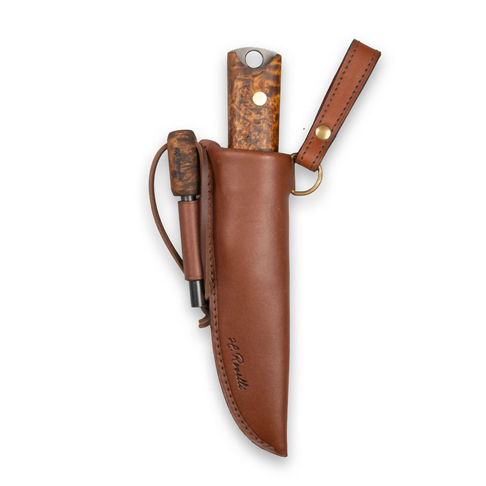USQUARE Jagdmesser Aus Damaststahl – 20,32 Cm Mit Lederscheide | Bushcraft-Messer Für Jagd & Camping