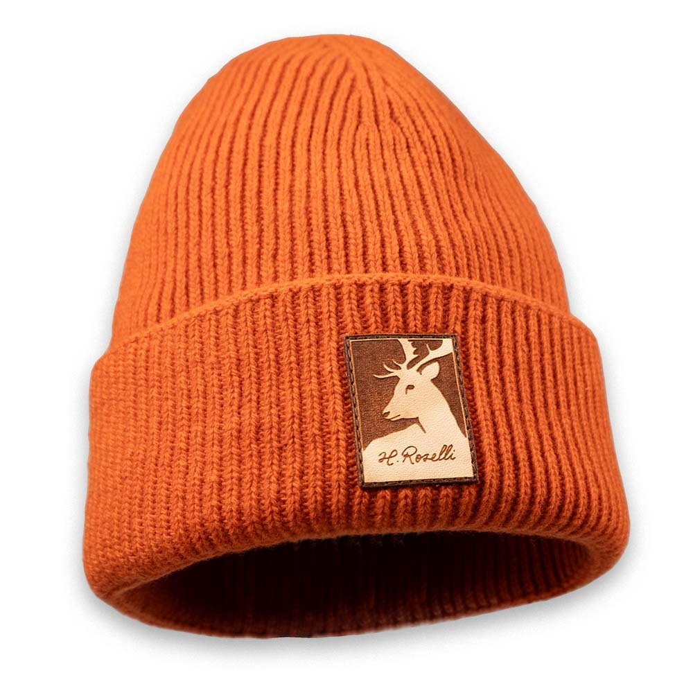 Roselli Hunting Beanie orange in merino and cashmere wool